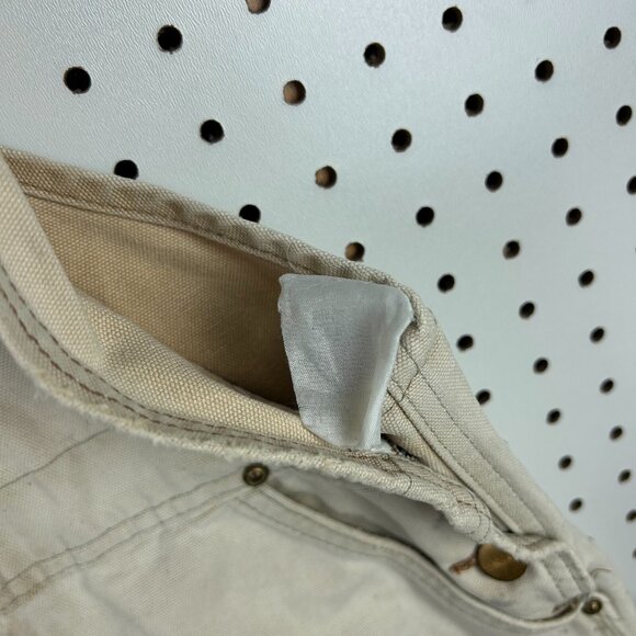 Carhartt Overall 38x30 Duck Bib Canvas Double Knee Work Faded Cotton Khaki 90s - Picture 6 of 7